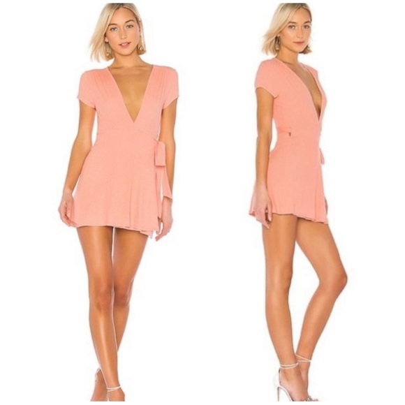NWT Superdown Kaia Wrap Dress in Peach Size XS - Picture 2 of 11